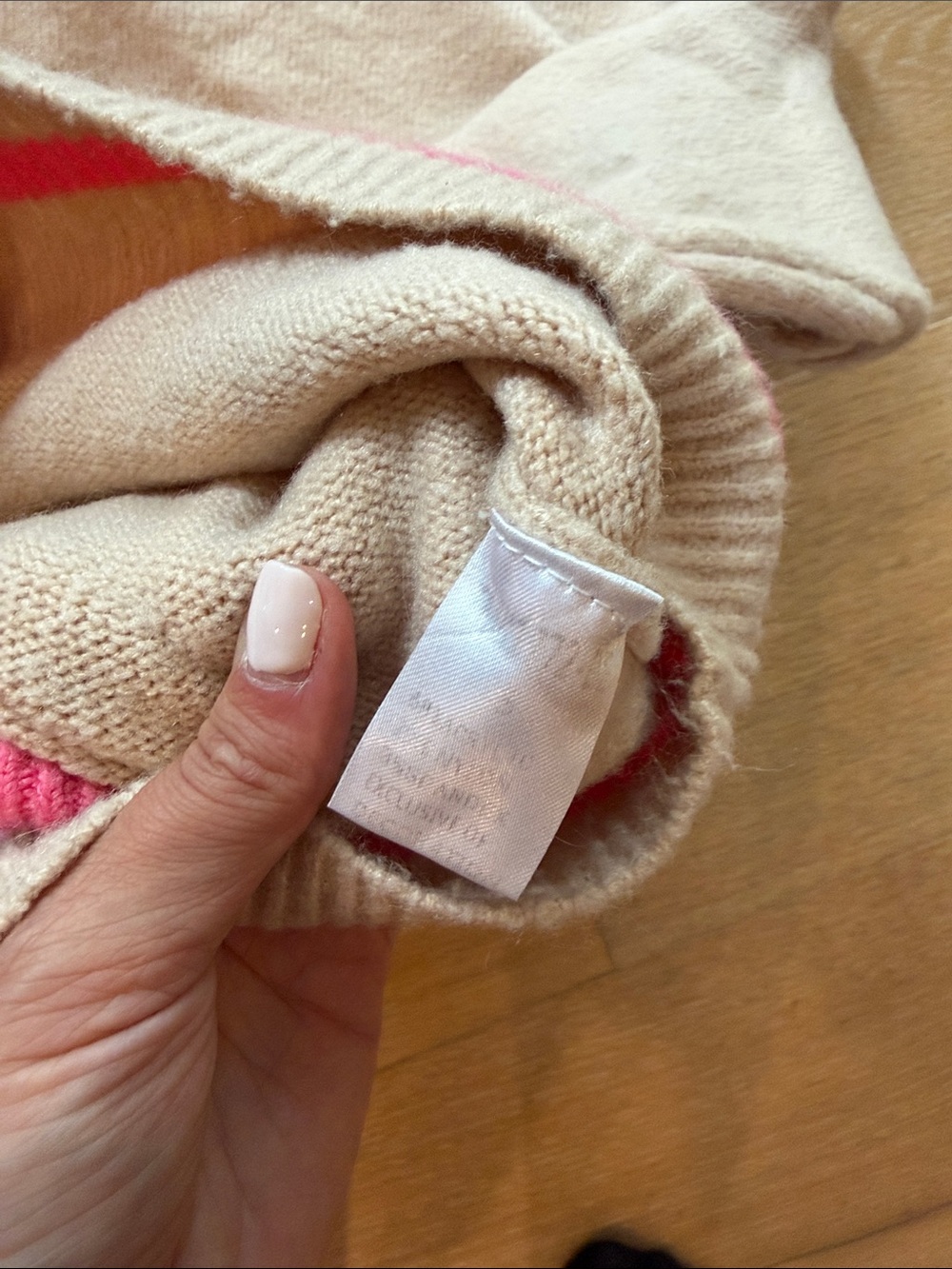 THML Light Pink / Cream Turtleneck Sweater with Pink Stripe Detail - Picture 3 of 3